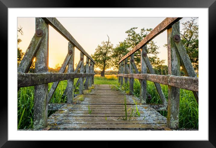 Old Footbridge In The Evening Sun Framed Mounted Print by Alan Jackson