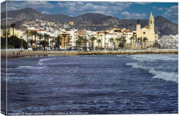 Serenity in Sitges Canvas Print by Roger Mechan