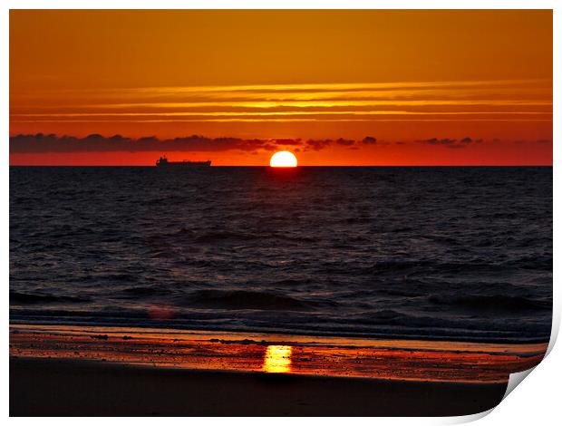 Sunrise on Sandown Beach Isle of Wight Print by Jeremy Hayden