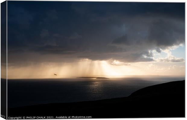 Rainstorm over Puffin island 624  Canvas Print by PHILIP CHALK
