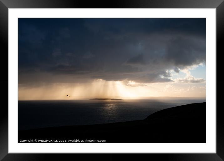 Rainstorm over Puffin island 624  Framed Mounted Print by PHILIP CHALK