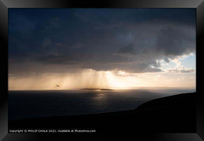 Rainstorm over Puffin island 624  Framed Print by PHILIP CHALK