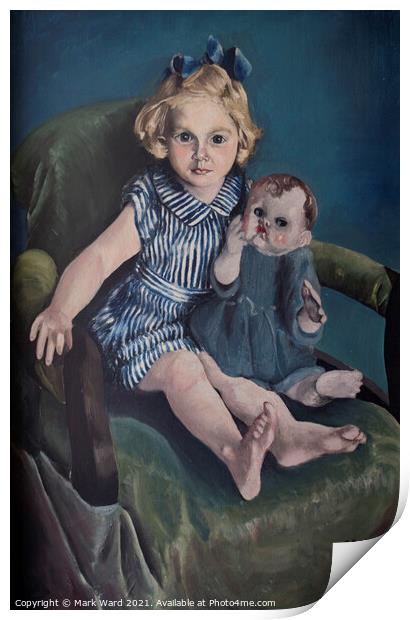 Girl with her Doll Painting Print by Mark Ward