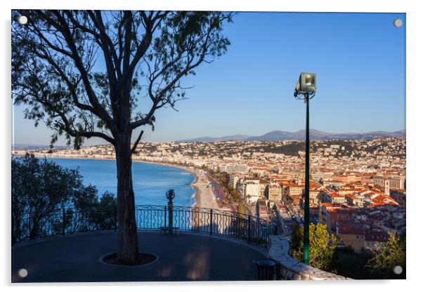 Hilltop View of Nice City in France Acrylic by Artur Bogacki