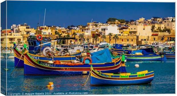 Colorful Maltese Boats Canvas Print by Maggie Bajada