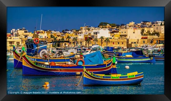 Colorful Maltese Boats Framed Print by Maggie Bajada