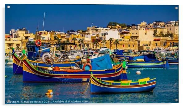 Colorful Maltese Boats Acrylic by Maggie Bajada