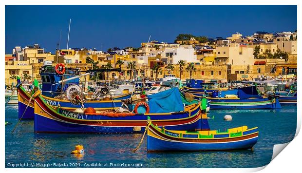 Colorful Maltese Boats Print by Maggie Bajada