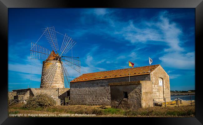 Beautifull Windmill at Marsala, Sicily Framed Print by Maggie Bajada