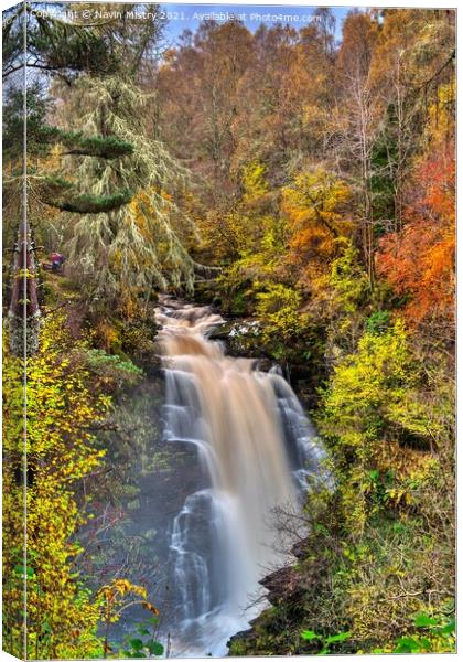 The Upper Falls of Moness in Autumn Canvas Print by Navin Mistry