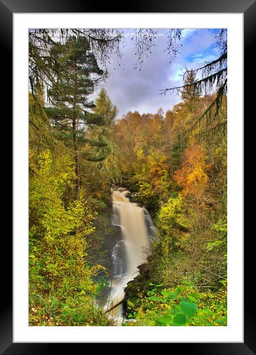 The Upper Falls of Moness in Autumn Framed Mounted Print by Navin Mistry