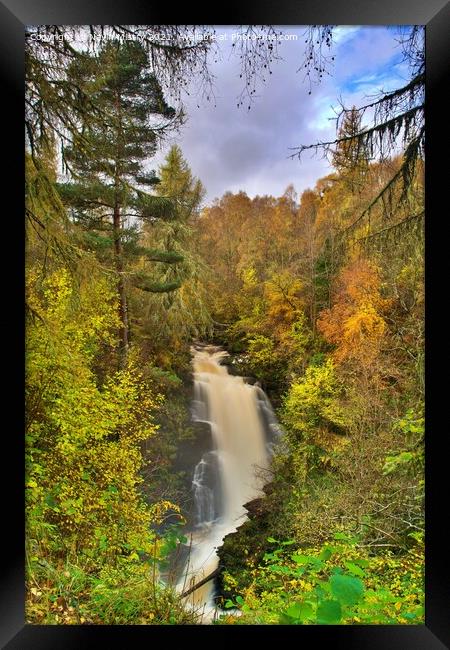 The Upper Falls of Moness in Autumn Framed Print by Navin Mistry