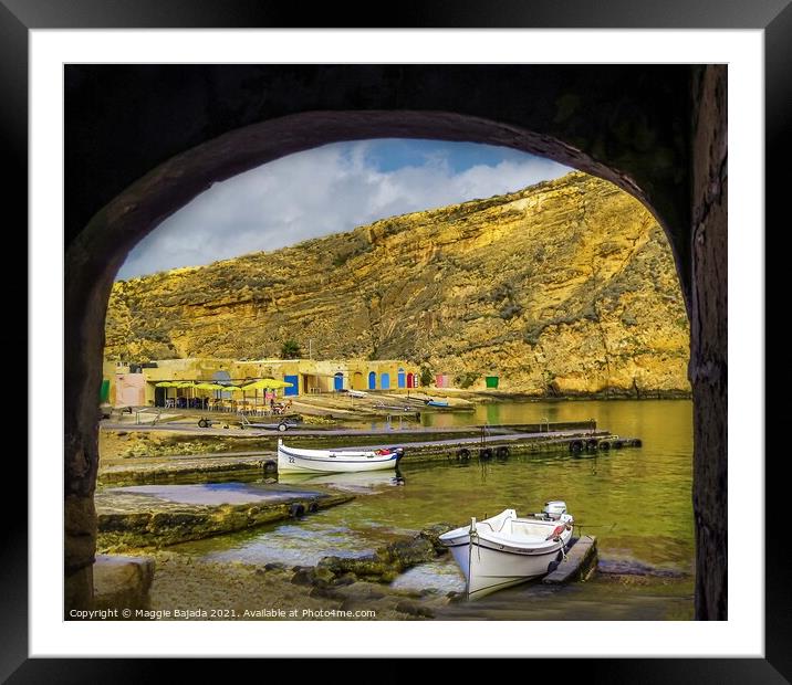 Picturesque framed Inland Sea at Dwejra, Gozo, Mal Framed Mounted Print by Maggie Bajada