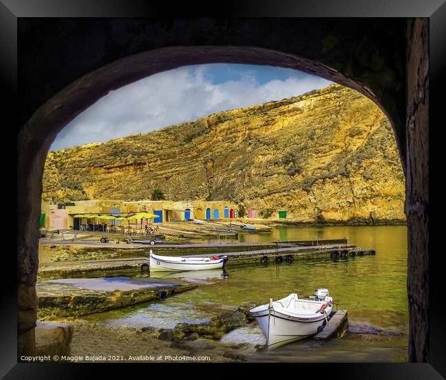 Picturesque framed Inland Sea at Dwejra, Gozo, Mal Framed Print by Maggie Bajada