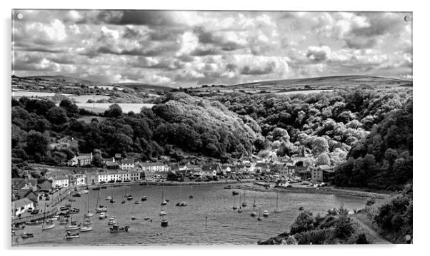 Looking  down on Lower Fishguard Harbour Acrylic by Joyce Storey