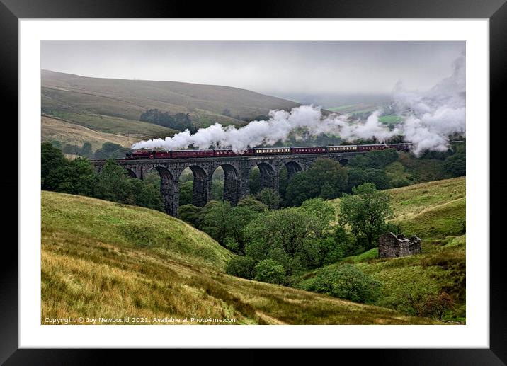 Steam Train over Dent head Viaduct Framed Mounted Print by Joy Newbould