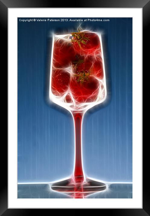 Sparkling Strawberry Champagne Framed Mounted Print by Valerie Paterson