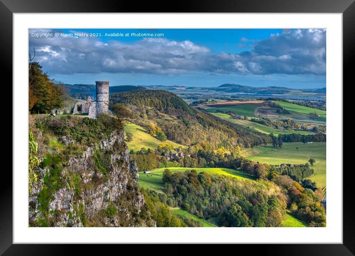 A view of Kinnoull Hill Tower, Perth Scotland Framed Mounted Print by Navin Mistry