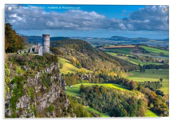 A view of Kinnoull Hill Tower, Perth Scotland Acrylic by Navin Mistry