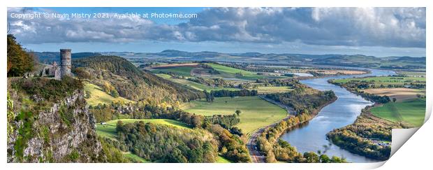 A Panoramic view of Kinnoull Hill Tower, Perth Scotland Print by Navin Mistry
