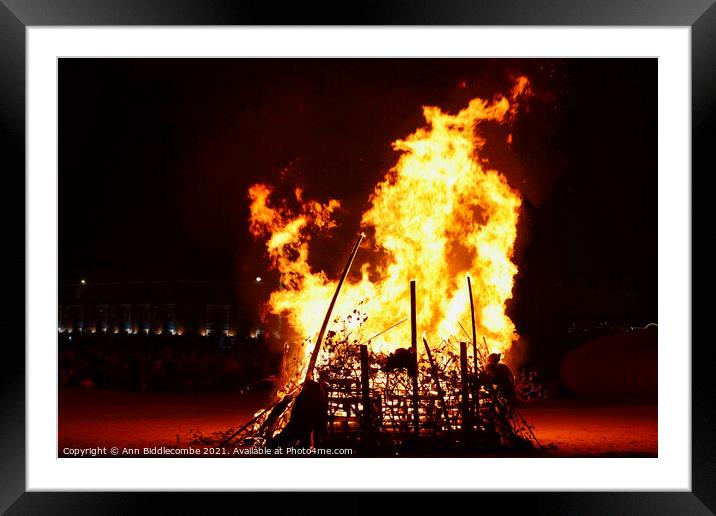 Close up of bonfire on Weymouth beach Framed Mounted Print by Ann Biddlecombe