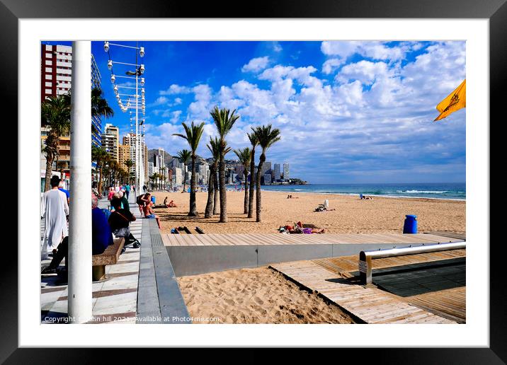  glorious Levante beach, Benidorm, Spain. Framed Mounted Print by john hill