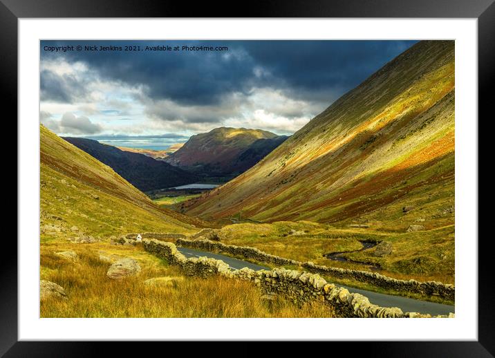 Looking Down Kirkstone Pass Lake District Framed Mounted Print by Nick Jenkins