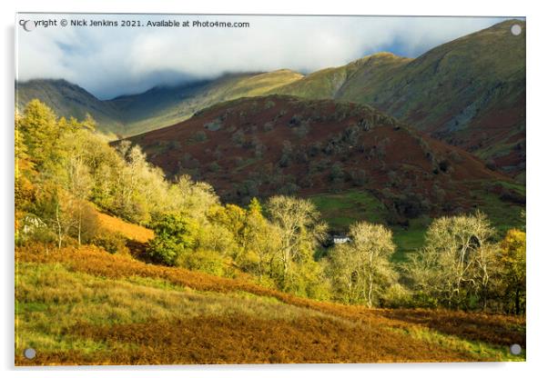 Autumn in the Troutbeck Valley Lake District Acrylic by Nick Jenkins