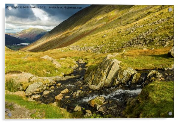 The View down Kirkstone Pass in Autumn  Acrylic by Nick Jenkins
