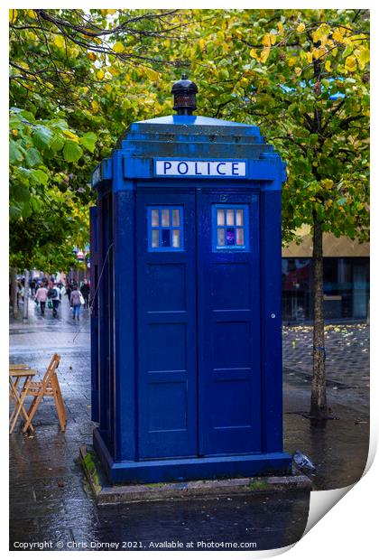 Vintage Police Box in Glasgow, Scotland Print by Chris Dorney