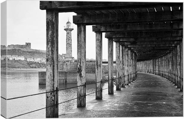 Whitby Pier Canvas Print by Fee Easton