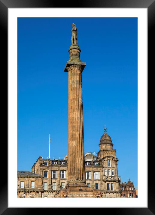 Sir Walter Scott Monument on George Square in Glasgow, Scotland Framed Mounted Print by Chris Dorney
