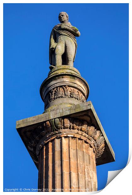 Sir Walter Scott Monument on George Square in Glasgow, Scotland Print by Chris Dorney