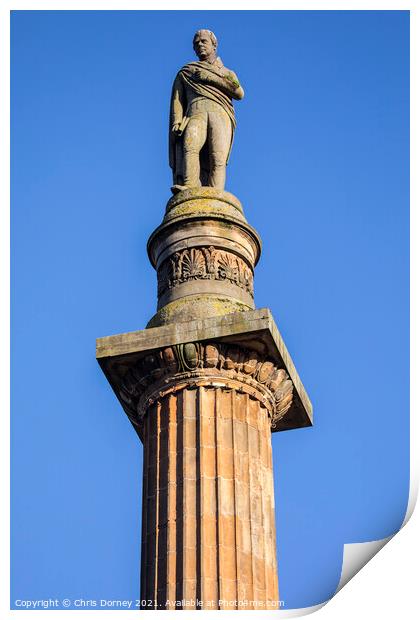 Sir Walter Scott Monument on George Square in Glasgow, Scotland Print by Chris Dorney