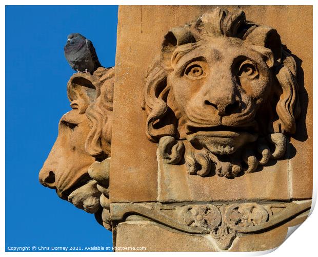 Sculptural Detail of the Sir Walter Scott Monument in Glasgow Print by Chris Dorney