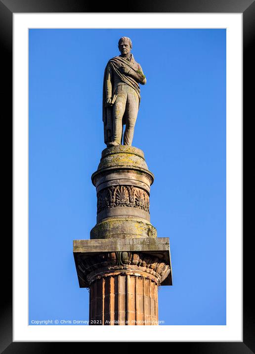 Sir Walter Scott Monument on George Square in Glasgow, Scotland Framed Mounted Print by Chris Dorney