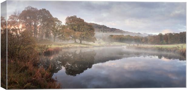 River Brathay Autumnal Sunrise Canvas Print by David Semmens