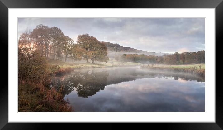 River Brathay Autumnal Sunrise Framed Mounted Print by David Semmens