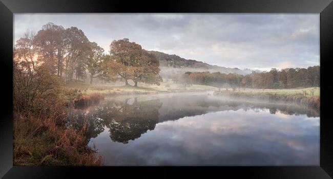 River Brathay Autumnal Sunrise Framed Print by David Semmens
