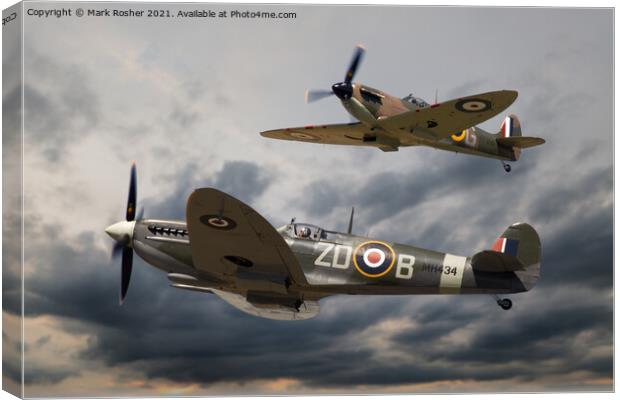 Crossing Spitfires Canvas Print by Mark Rosher