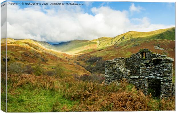 Abandoned Hut Troutbeck Valley Lake District  Canvas Print by Nick Jenkins