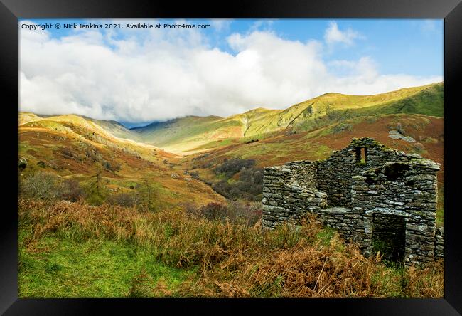 Abandoned Hut Troutbeck Valley Lake District  Framed Print by Nick Jenkins