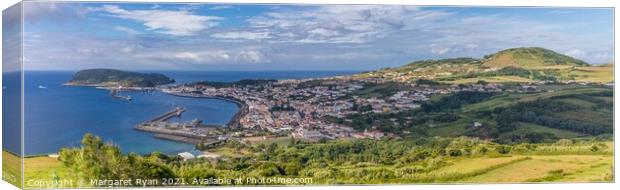 Horta town and Harbour Faial Azores Canvas Print by Margaret Ryan