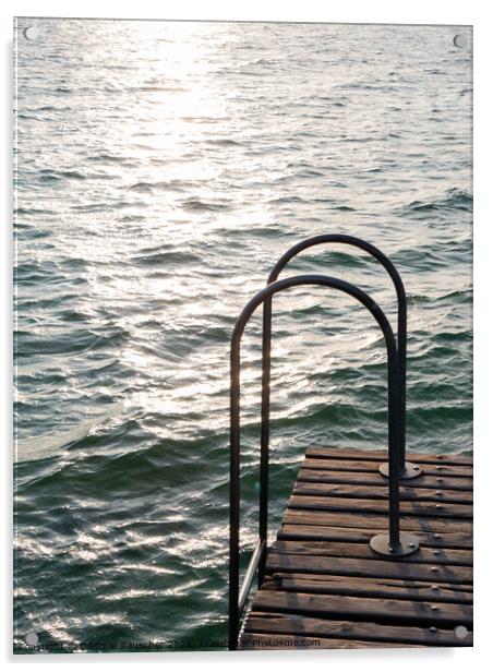 Swimming Ladder on a Jetty on Lake Garda Acrylic by Dietmar Rauscher