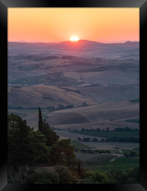 Sunrise in the Hills of Montalcino Framed Print by Dietmar Rauscher