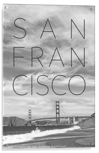 Golden Gate Bridge & Baker Beach | Text & Skyline Acrylic by Melanie Viola