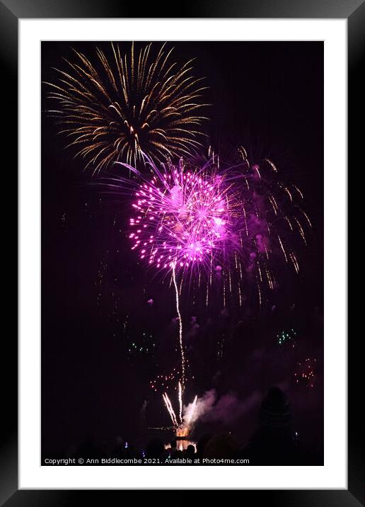 Firework flower from Weymouth beach in Dorset Framed Mounted Print by Ann Biddlecombe