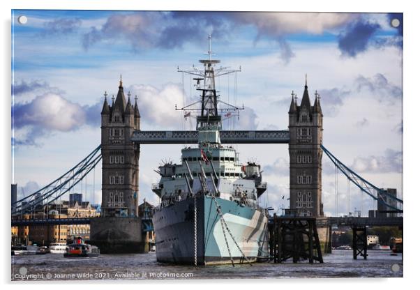 Tower Bridge & HMS Belfast Acrylic by Joanne Wilde