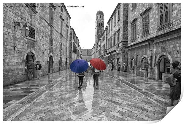 Wet Day in Dubrovnik Print by Mark Rosher