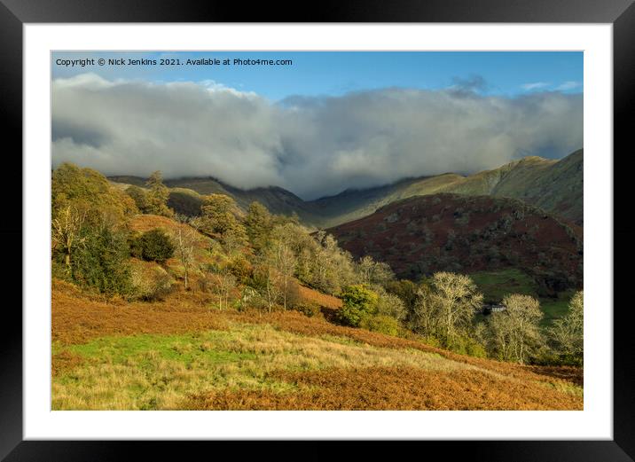 View up the Troutbeck Valley Lake District  Framed Mounted Print by Nick Jenkins